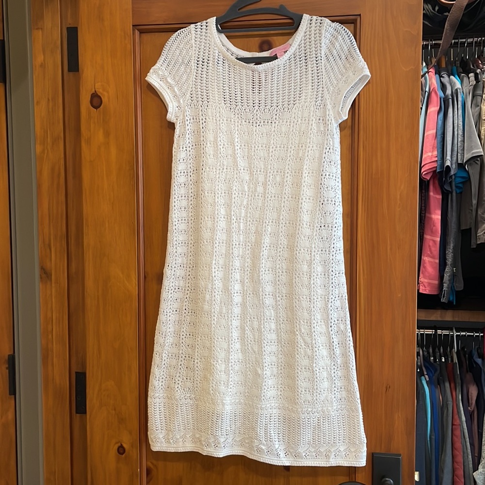 Lilly Pulitzer Paula White Crochet Sweater Dress Sz S